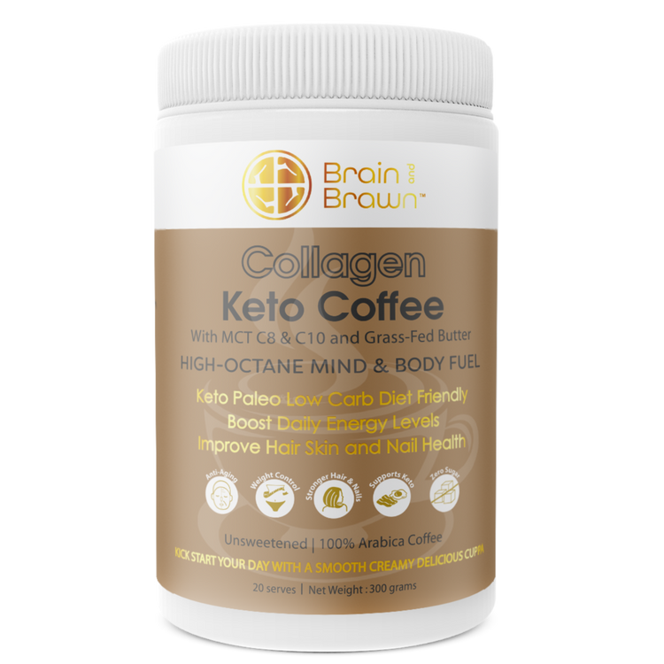 3 x Collagen Keto Coffee - with MCT C8 & C10 and Grass-Fed Butter - Brain and Brawn