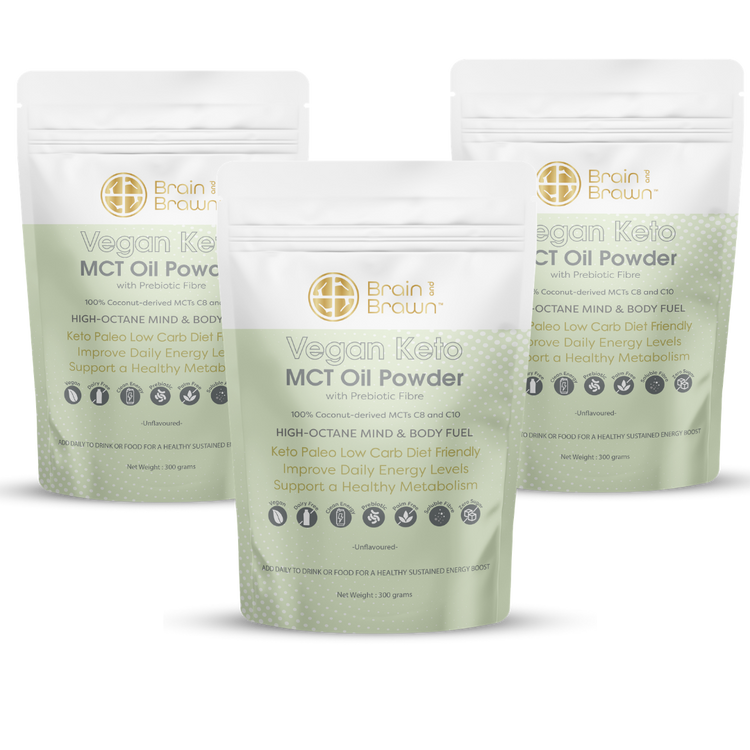 3 x Vegan Keto MCT Oil Powder with Prebiotic Fibre
