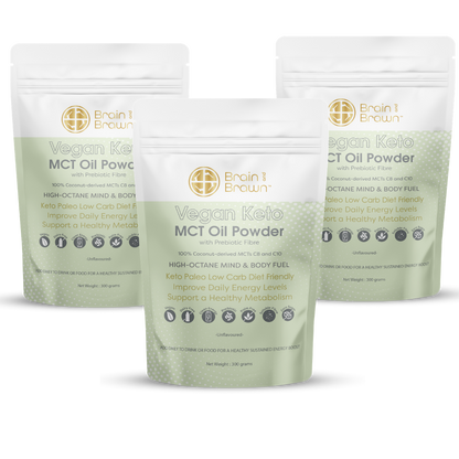 3 x Vegan Keto MCT Oil Powder with Prebiotic Fibre