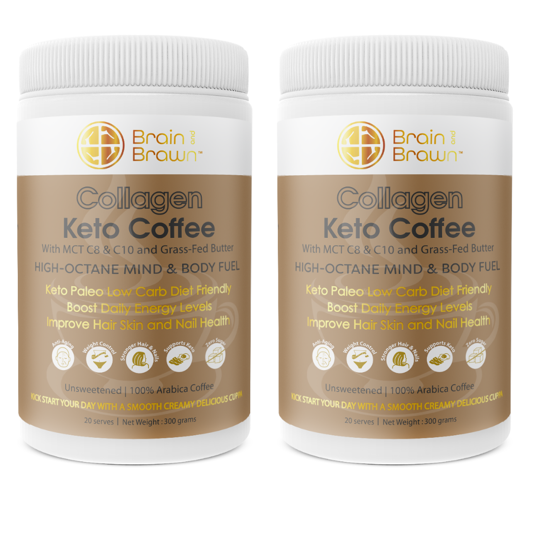 2 x Collagen Keto Coffee - with  MCT C8 & C10 and Grass-Fed Butter - Brain and Brawn