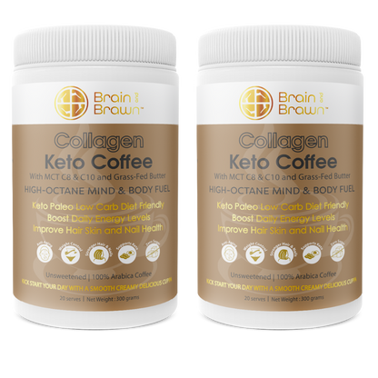 2 x Collagen Keto Coffee - with  MCT C8 & C10 and Grass-Fed Butter - Brain and Brawn