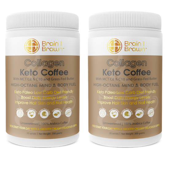 2 x Collagen Keto Coffee - with  MCT C8 & C10 and Grass-Fed Butter - Brain and Brawn