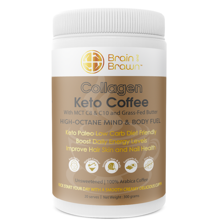 3 x Collagen Keto Coffee - with  MCT C8 & C10 and Grass-Fed Butter - Brain and Brawn