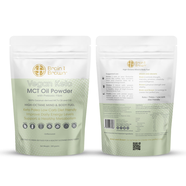 Vegan Keto MCT Oil Powder with Prebiotic Fibre - Brain and Brawn